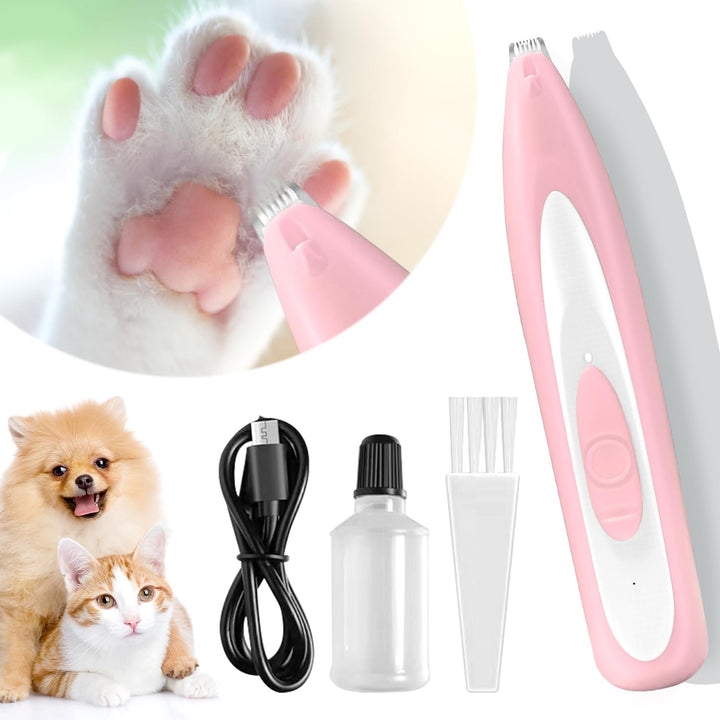 Pfotentrimmer für Hunde/Katze Rosa,Hundeschermaschine mit LED-Licht,Hunde Haarschneidemaschine Wasse