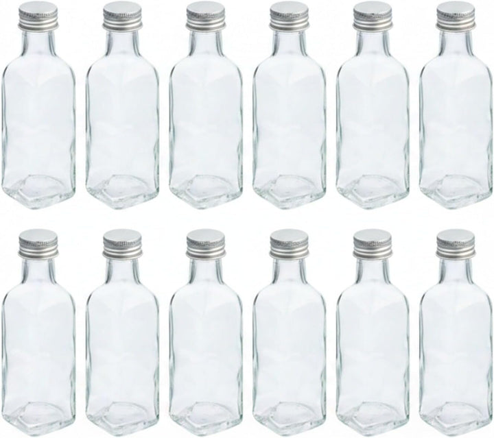 Relaxdays kleine Flaschen, 16er Set, 100 ml, Glasflaschen zum Befüllen, Schraubverschluss & Korken,