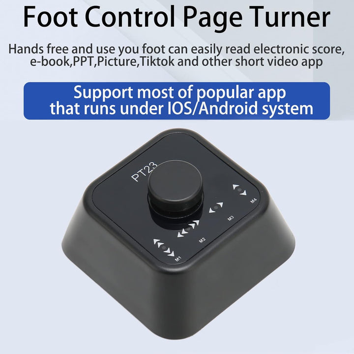 Bluetooth Page Turner Pedal, Kabelloses Noten Page Turner Fusspedal, Wiederaufladbarer USB C Fussped