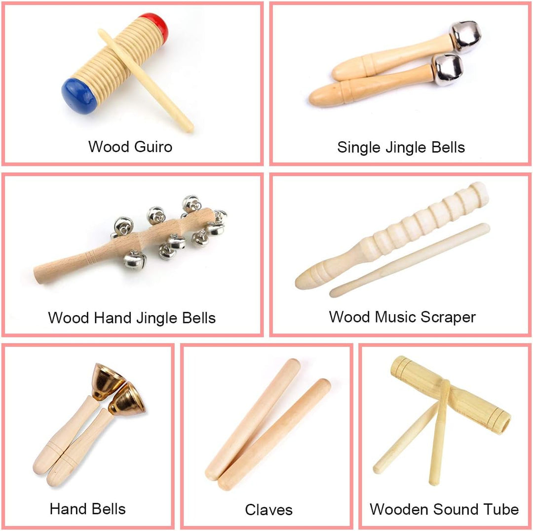 ULIFEME 23 Stück Musikinstrumente Set, Musical Instruments Holz Percussion Set für Kinder, Baby und