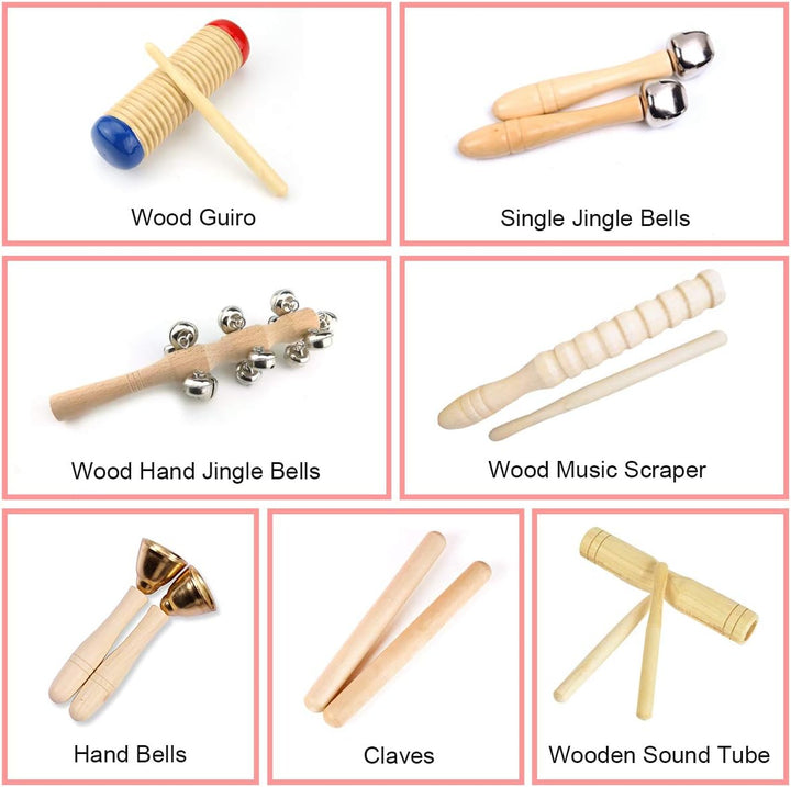 ULIFEME 23 Stück Musikinstrumente Set, Musical Instruments Holz Percussion Set für Kinder, Baby und