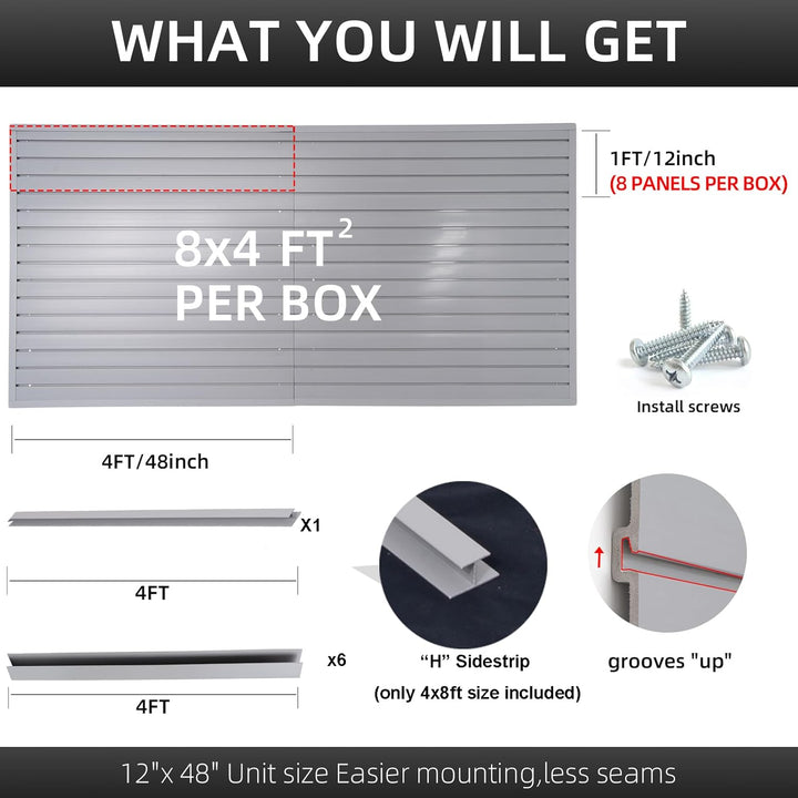 FRAYSCENT Lamellenwandverkleidung Garage Wand Organizer, Slatwall Paneele Garage Werkzeug Organizer