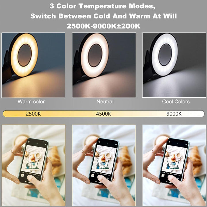 Mini-Selfie-Licht mit Magnet für iPhone – wiederaufladbares Handy-Selfie-Licht mit 3 Lichtmodi/3 Hel