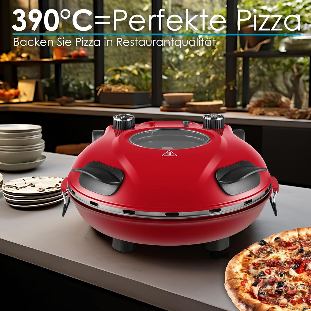 Pizzaofen elektrisch mit 32 cm Pizzastein | 390°C | Pizzabackofen | Pizza-Backstation | Elektrischer