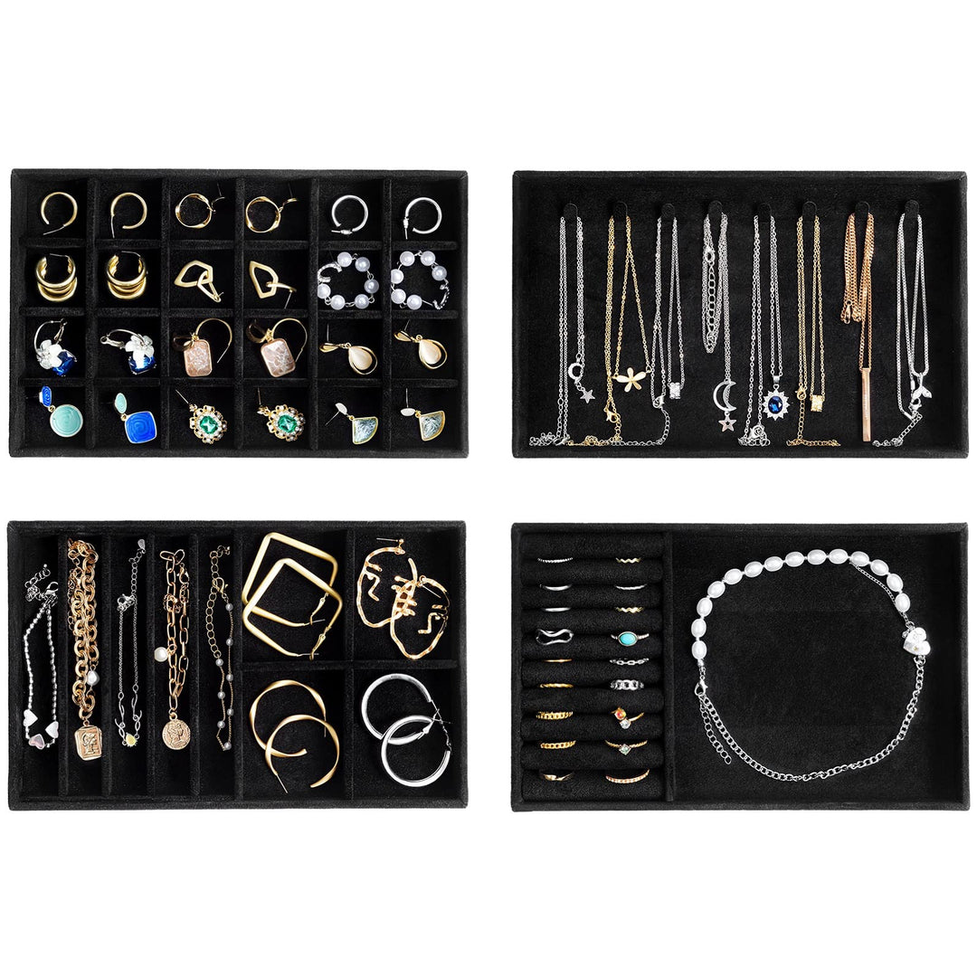 ProCase Schmucktablett Organizer mit 4 Schmuckschalen, Stapelbar Schmuck Schublade Organizer, Schmuc