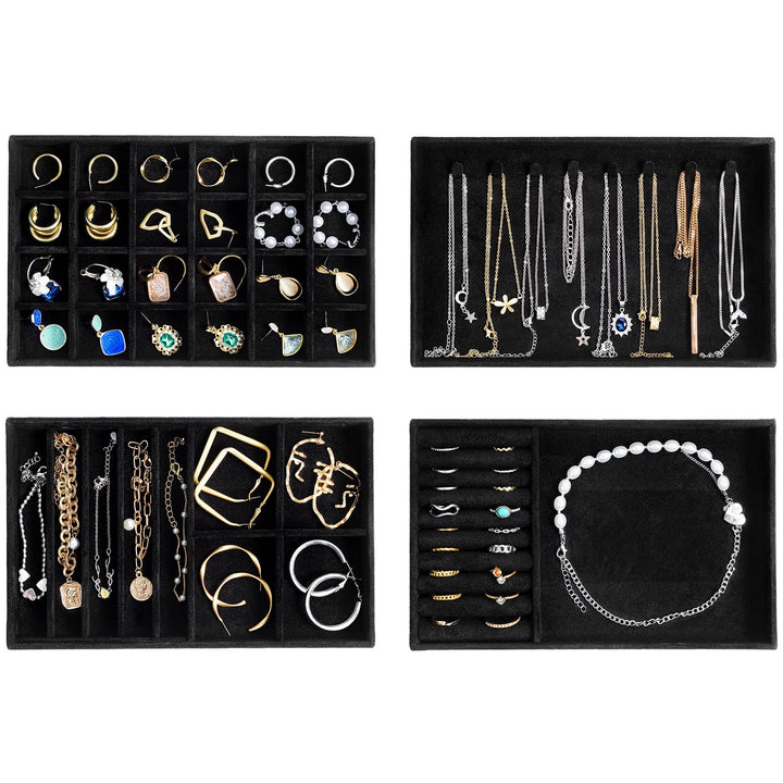 ProCase Schmucktablett Organizer mit 4 Schmuckschalen, Stapelbar Schmuck Schublade Organizer, Schmuc