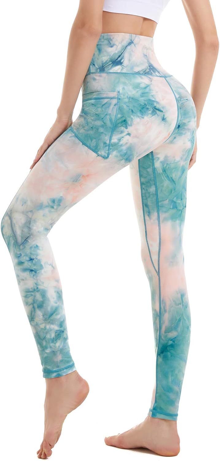 AMYTIS Damen Sport Leggings Yogahose High Waist mit Taschen Fitness Stretch Blickdicht Lang Gym Hand
