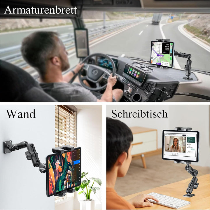 OHLPRO Tablet Halterung Auto, Halterung Auto für iPad mit 3-Stufigem Schwenkarm, Tablet Autohalterun