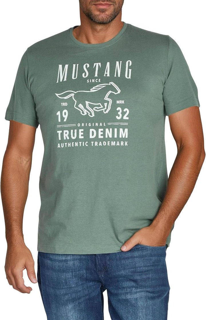 MUSTANG Tshirt Herren Baumwolle Regular Fit 4er Pack Set Rundhals Kurzarm Sommer Tee Shirt Logoprint