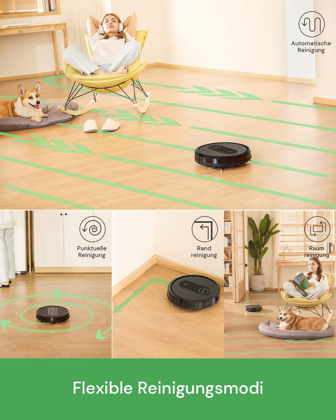 Vactidy Nimble T7 Saugroboter mit Wischfunktion mit 2800Pa Saugkraft, Wischroboter mit 120Min Laufze