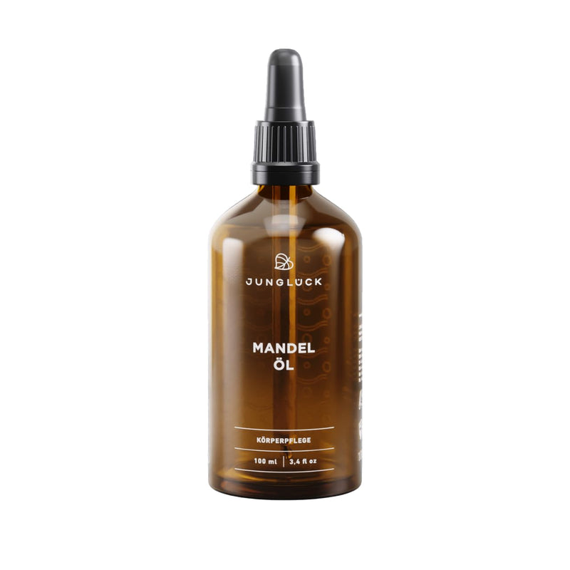 JUNGLÜCK Mandelöl BIO kaltgepresst 100ml - Vegan | 100% rein, natürliches Öl pflegt besonders trocke