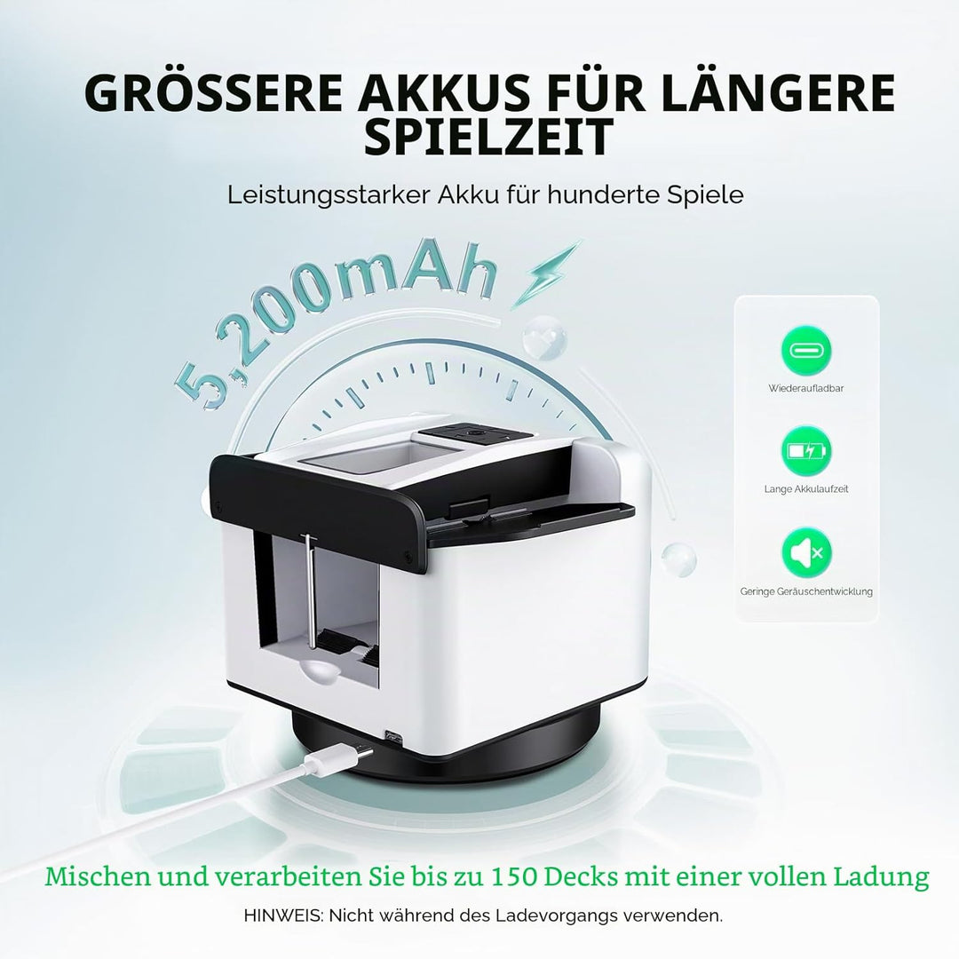 Kartenmischmaschine mit Austeilen, 360° Drehung für 1–2 Decks, mit 4 Fernbedienungen, Automatischer