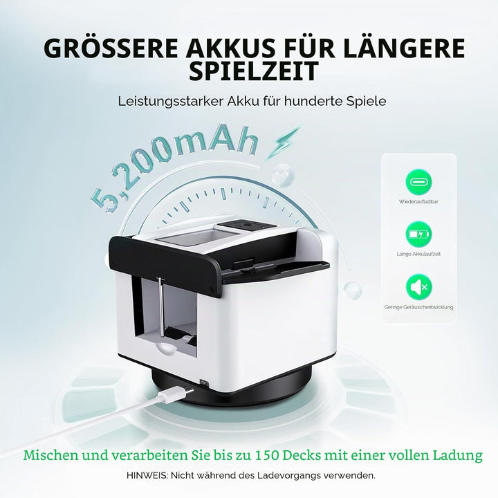 Kartenmischmaschine mit Austeilen, 360° Drehung für 1–2 Decks, mit 4 Fernbedienungen, Automatischer