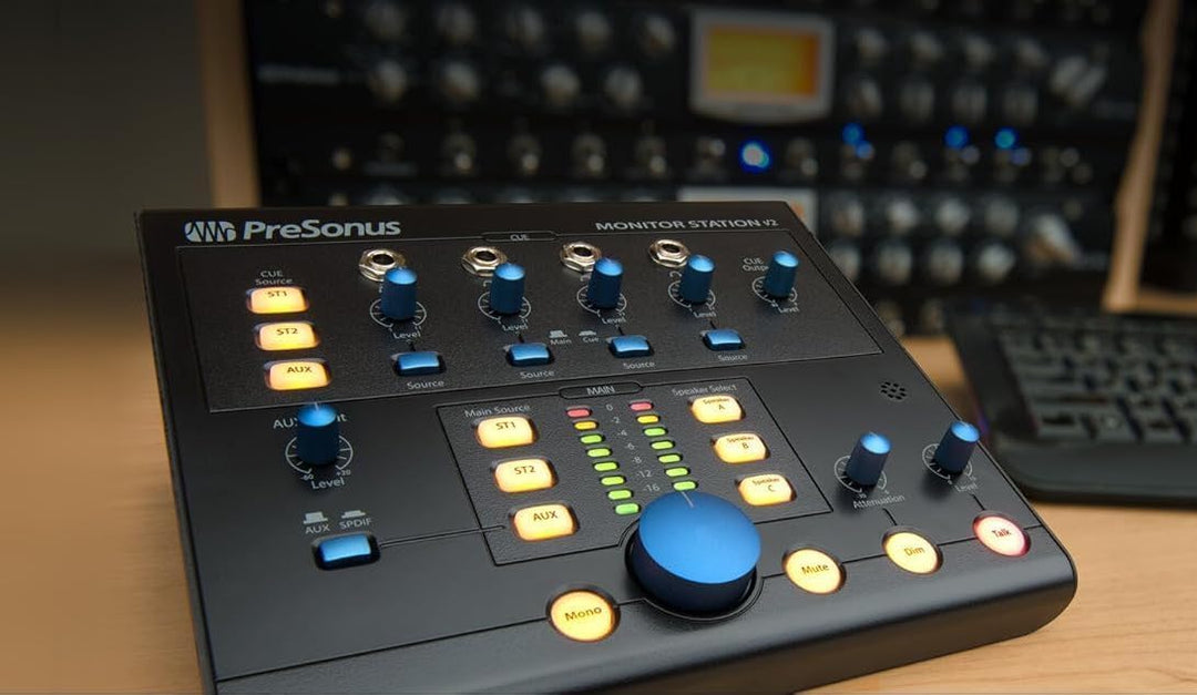 PreSonus Monitor Station V2, Desktop Studio Kontrollzentrum mit Monitor Lautstärkeregler und Kopfhör