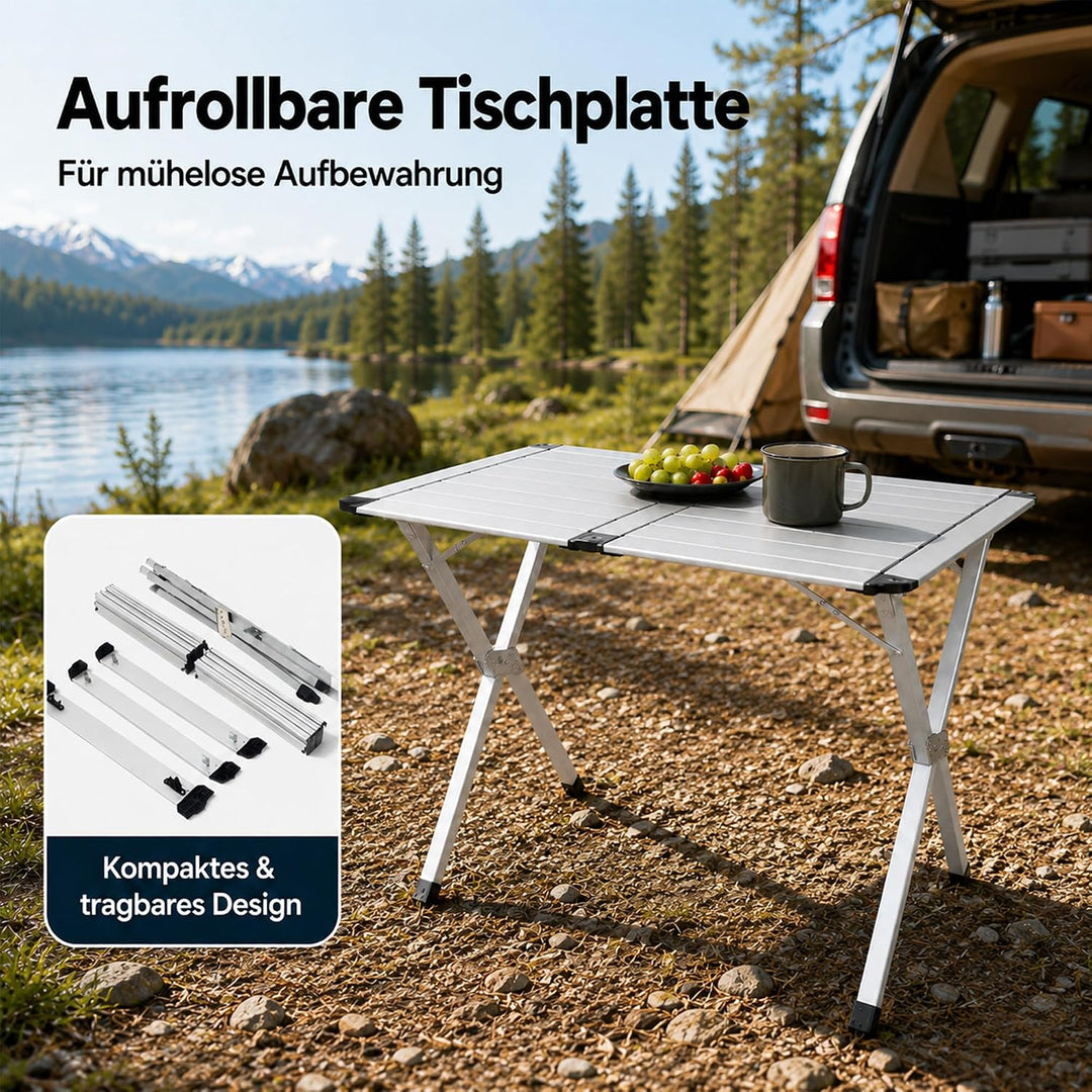 High Peak Campingtisch klappbar, 110x72cm Aluminium Picknicktisch Outdoor | Grosse Tischfläche, X-Fo