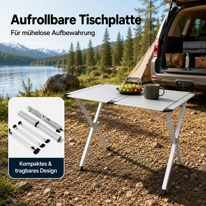 High Peak Campingtisch klappbar, 110x72cm Aluminium Picknicktisch Outdoor | Grosse Tischfläche, X-Fo