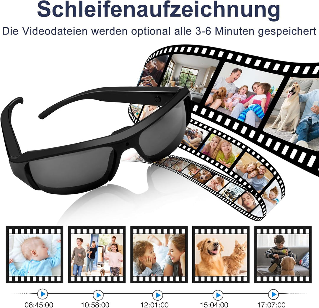 Sport Brillenkamera, Action Cam HD 1080P Sonnenbrille Sport Kamera Mini Action Kamera, Fahrrad Motor