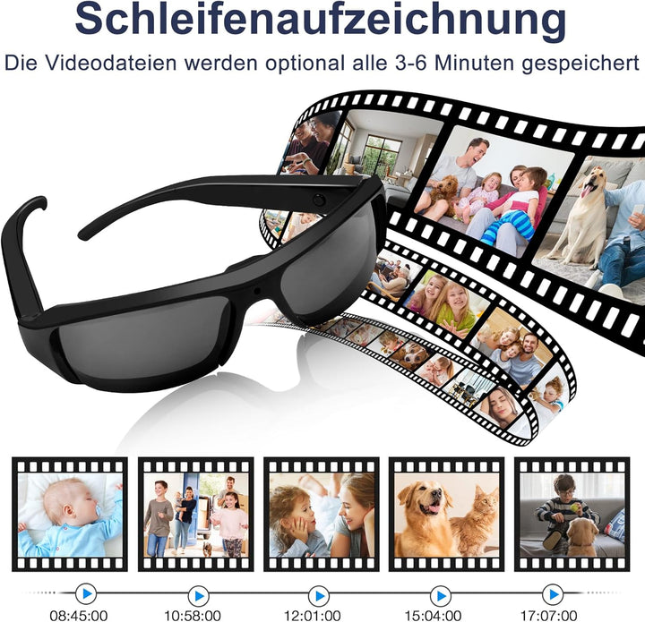 Sport Brillenkamera, Action Cam HD 1080P Sonnenbrille Sport Kamera Mini Action Kamera, Fahrrad Motor