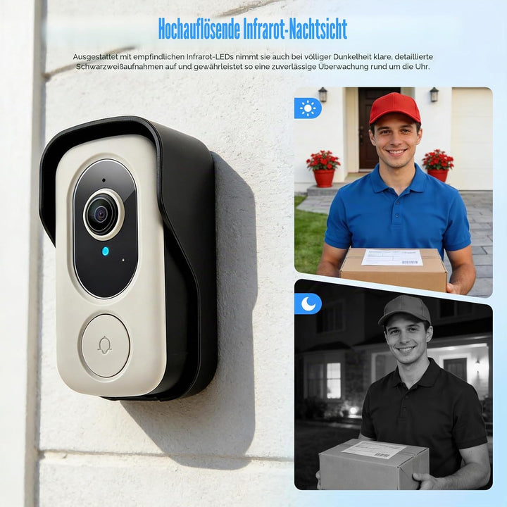 Türklingel mit Kamera, Kabellose Video Türklingel Kamera mit 4,3-Zoll Bildschirm, Ip65 Wasserdicht,