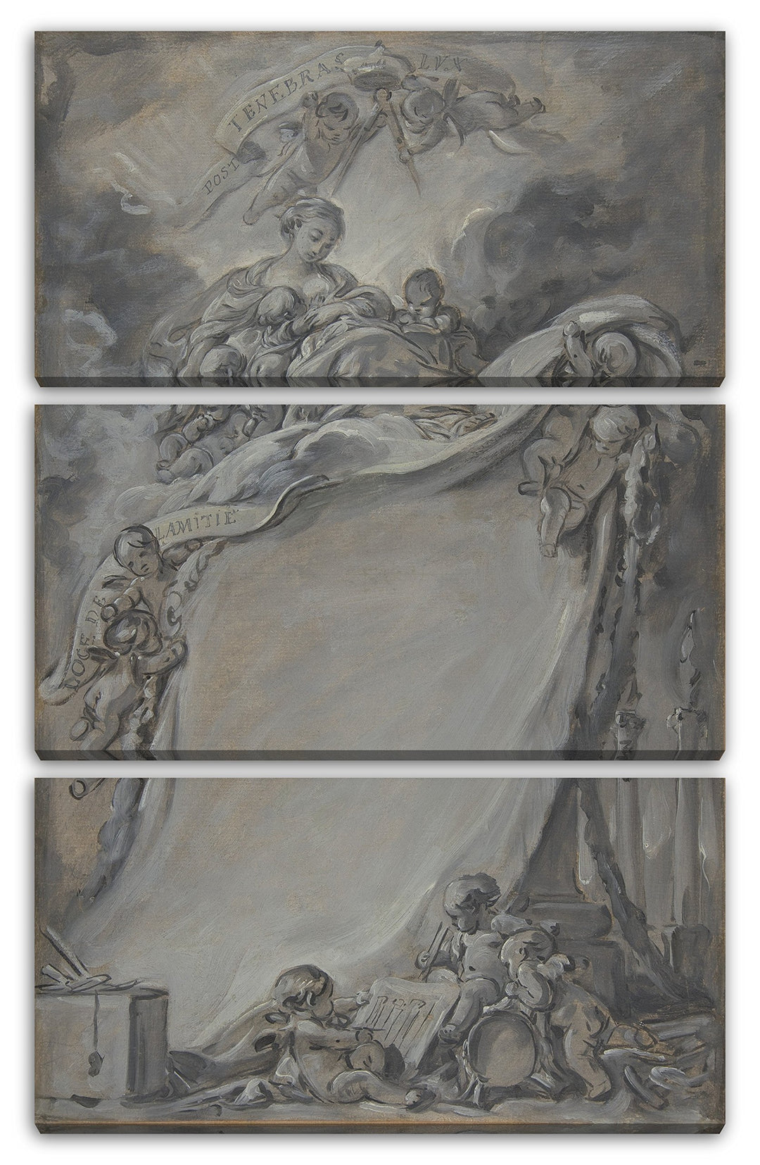 Printed Paintings Leinwand 3-teilig(80x120cm): François Boucher - Diplom der Freimaurer von Borde 80