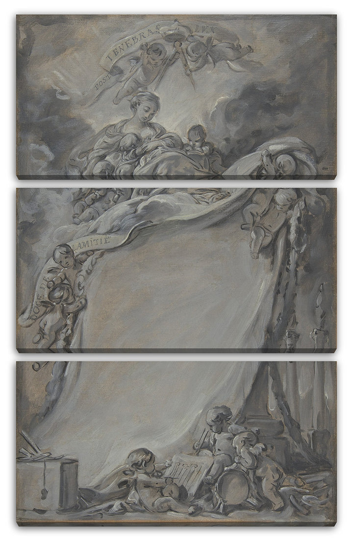 Printed Paintings Leinwand 3-teilig(80x120cm): François Boucher - Diplom der Freimaurer von Borde 80