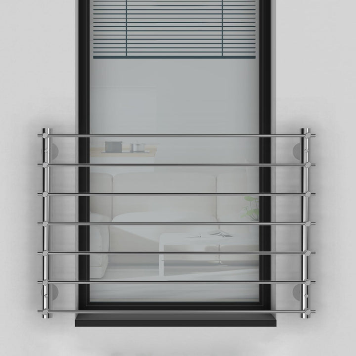 Edelstahl V2A Französischer Balkon, Querstabgeländer, Aussenbefestigung. Verschiedene Grössen: 100x9