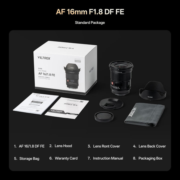 VILTROX AF 16mm F1.8 FE Objektiv für Sony E Mount, grosse Blende F/1.8 Vollformat-Weitwinkelobjektiv
