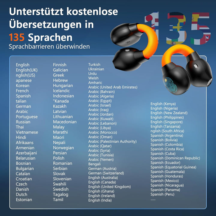 MINISO MS191 Ki Kopfhörer Übersetzer, 3-in-1 Sprachübersetzer Kopfhörer 135 Sprachen mit App Überset