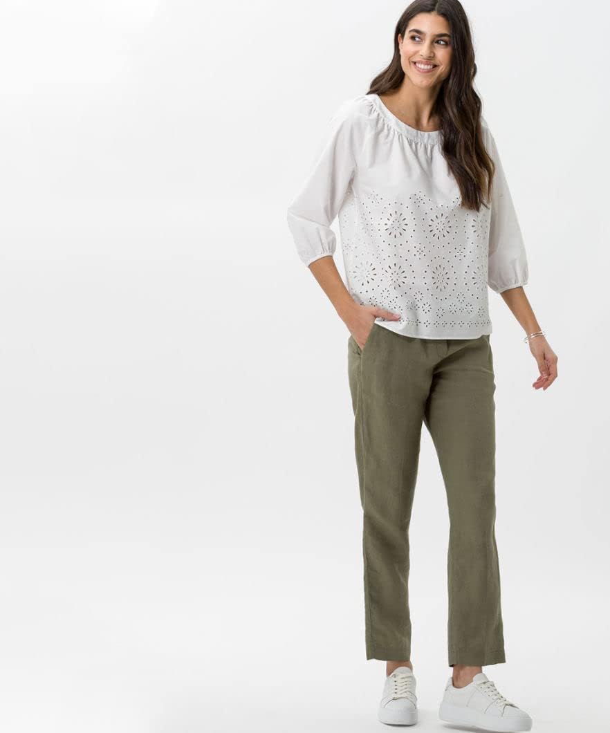 BRAX Damen Style Maron Leinenhose Hose 26W / 30L Khaki, 26W / 30L Khaki