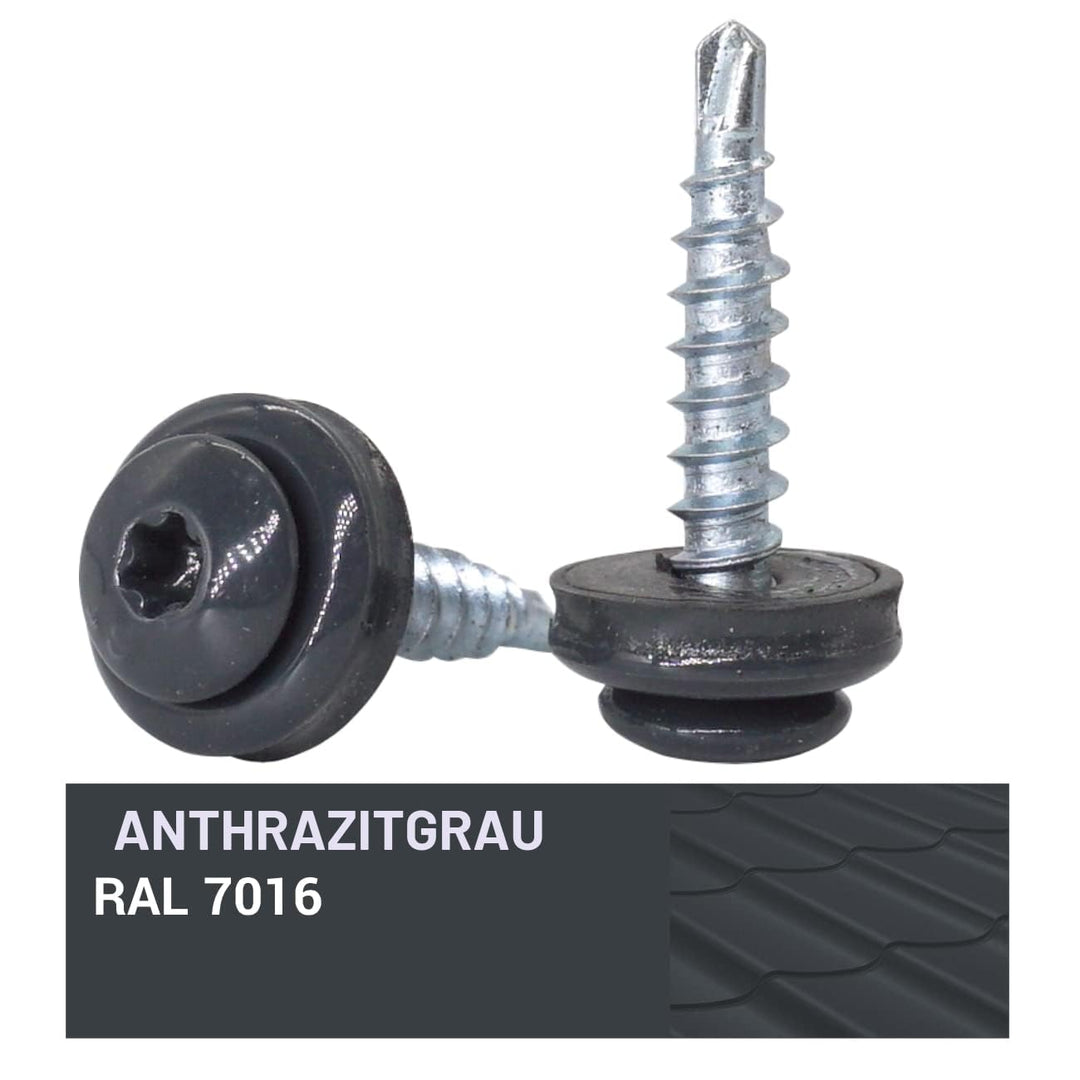 SKIR'CO (80 Stück) Metalldachschrauben 4,8 x 20 mm lackiert, selbstbohrende Schrauben mit EPDM-Unter