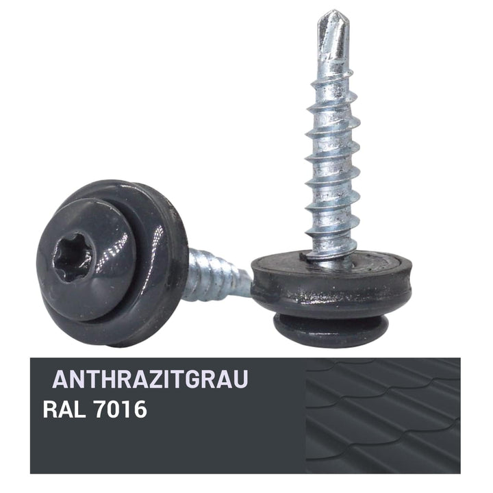 SKIR'CO (80 Stück) Metalldachschrauben 4,8 x 20 mm lackiert, selbstbohrende Schrauben mit EPDM-Unter