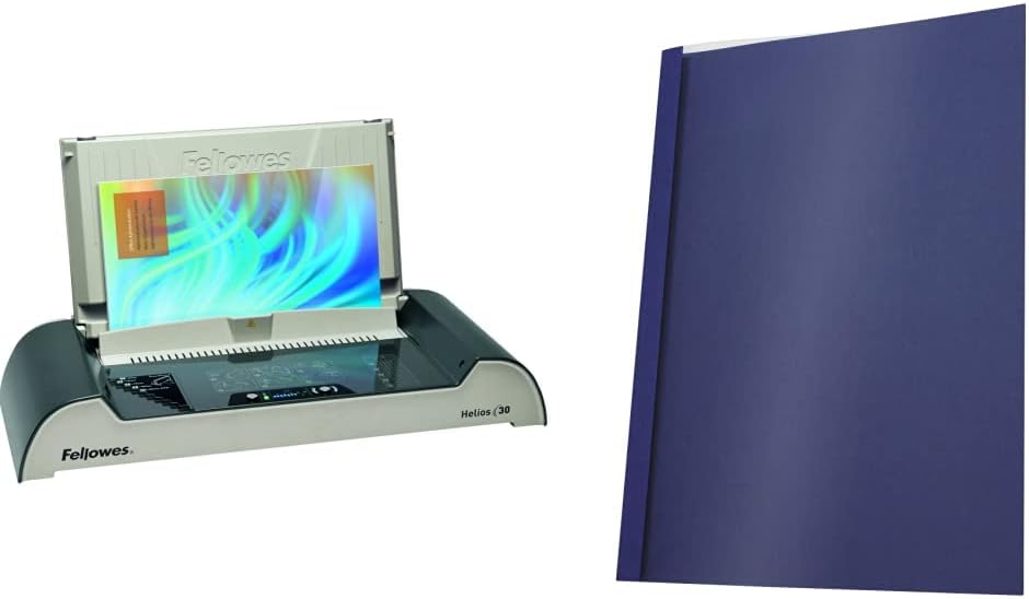 Fellowes 5641001 Büro Thermobindegerät Helios 30 platin/schwarz & Pavo Thermo-bindemappen A4, Rücken