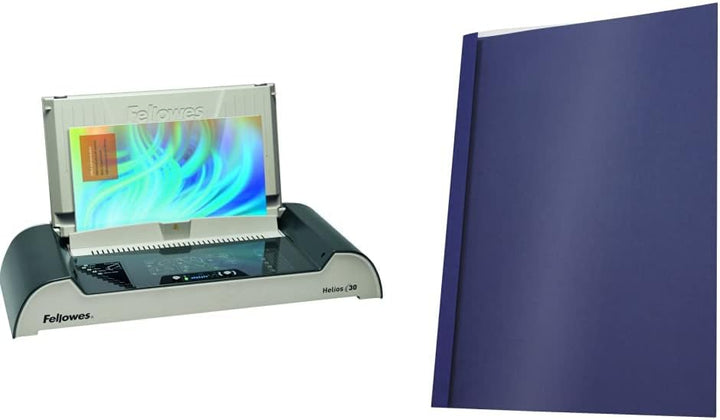 Fellowes 5641001 Büro Thermobindegerät Helios 30 platin/schwarz & Pavo Thermo-bindemappen A4, Rücken