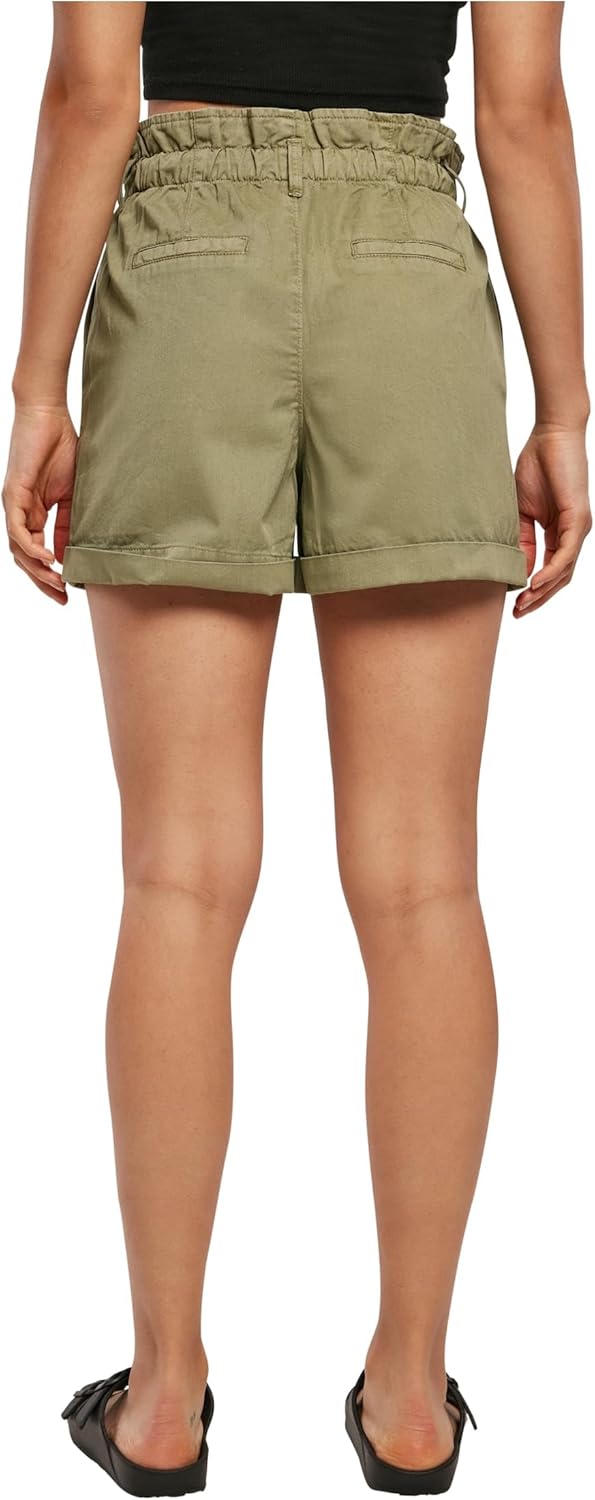 Urban Classics Damen Ladies Paperbag Shorts 27 Khaki, 27 Khaki
