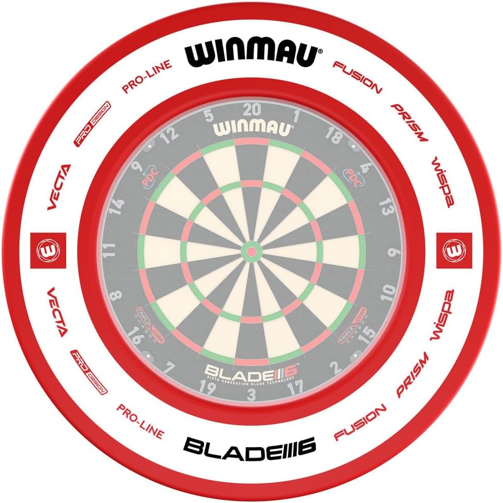 WINMAU Dartscheibe Schutzring – Pro Line 1.0 & 2.0 Rot, Blau, Schwarz & Weiss Dart Surround, Rot