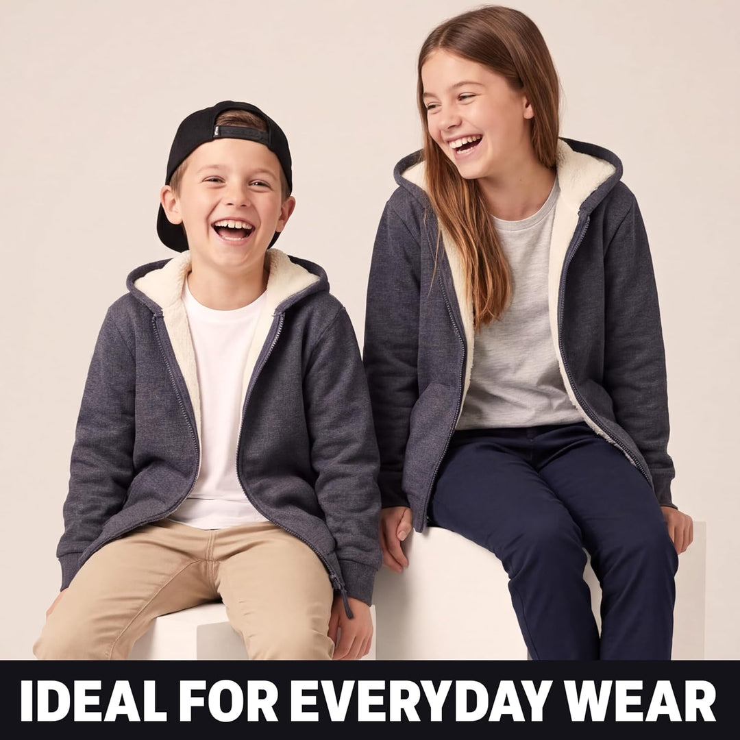CityComfort Pullover Mädchen mit Fleece-Futter und Kapuze, Fleecejacke Kinder Mädchen Zipper Hoodie