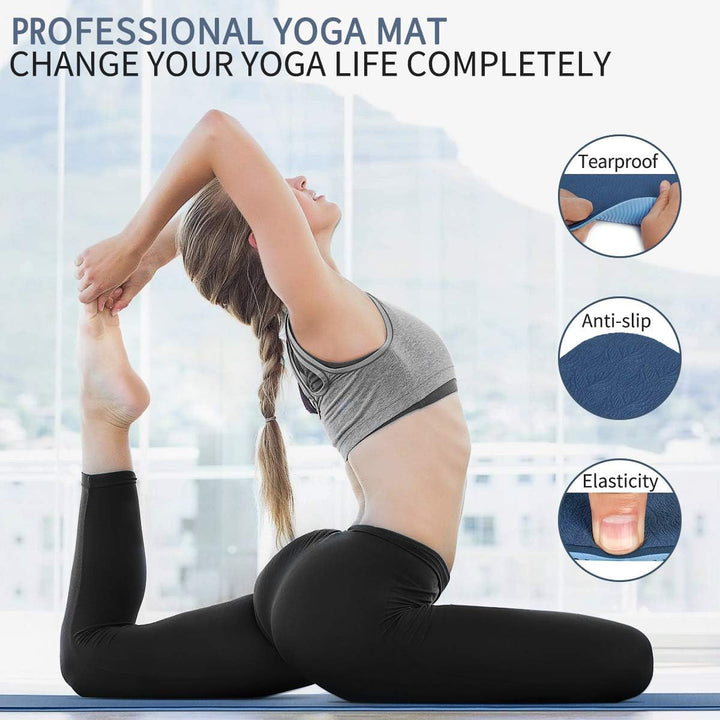 COVACURE Yogamatte Gymnastikmatte Sportmatte - 183 x 66 x 0,6 cm Fitnessmatte TPE rutschfest Yogamat
