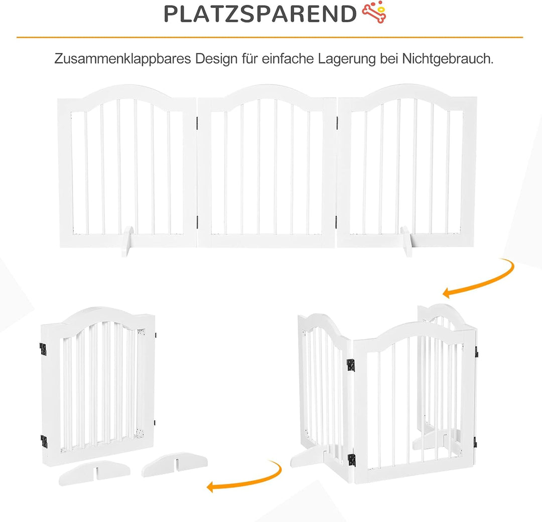 PawHut Hunde Absperrgitter faltbar Hundegitter Konfigurationsgitter 3-teilig mit Zwei Stützfüssen Tr