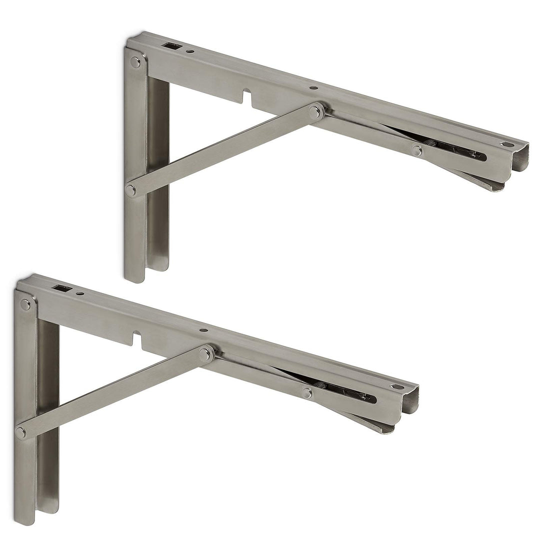 1 Paar Schwerlast- Klappkonsolen echt Edelstahl (300 x 175 mm) Tragkraft bis 150 kg, für die Wand-Mo