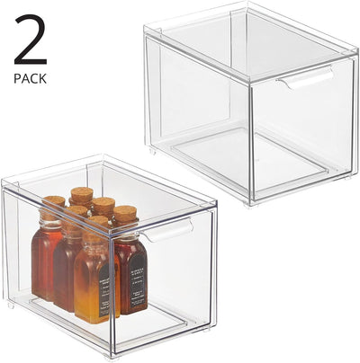 mDesign Schubladenbox – Stapelbox aus Kunststoff für Küchen- und Kühlschrank – Küchen Organizer für