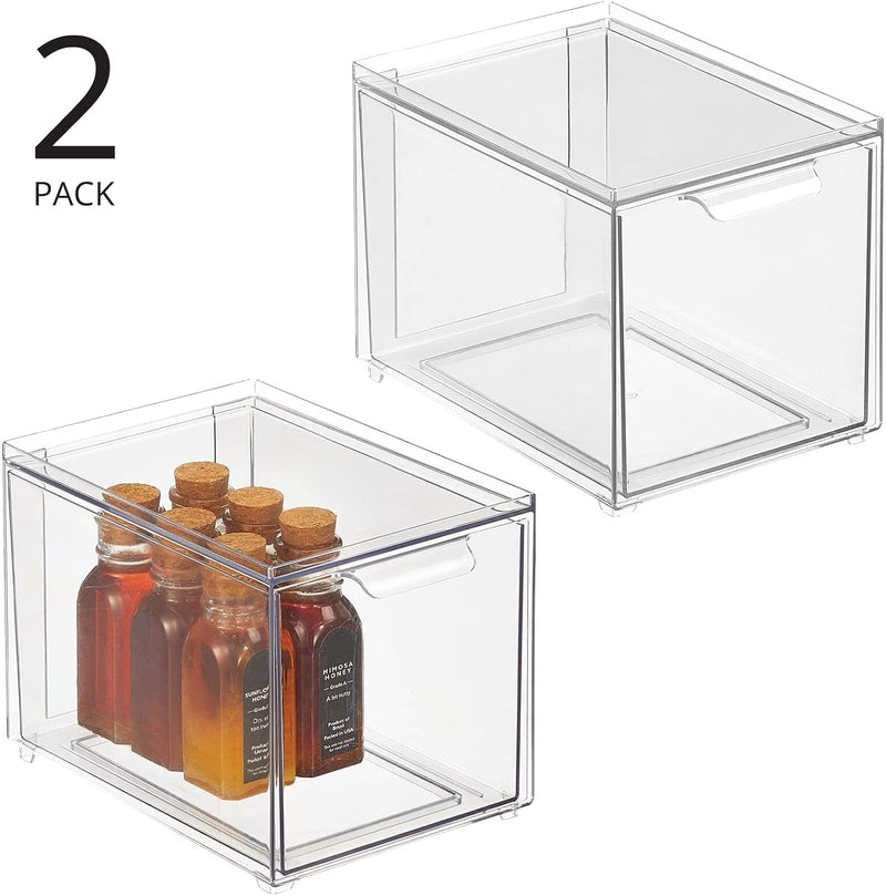 mDesign Schubladenbox – Stapelbox aus Kunststoff für Küchen- und Kühlschrank – Küchen Organizer für
