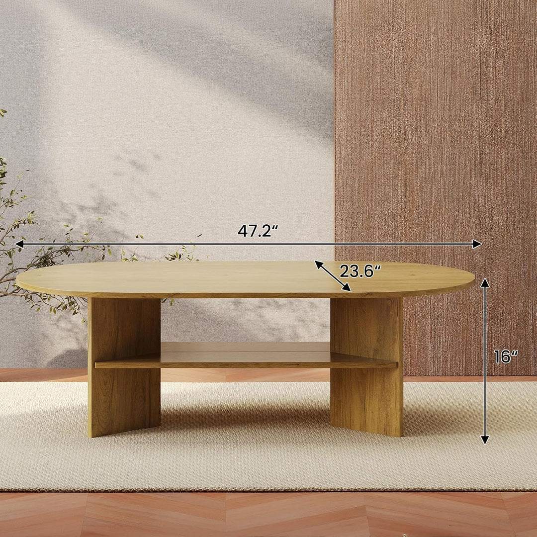 YOUDENOVA Couchtisch Ovaler Beistelltisch Holz Modern Wohnzimmertisch Coffee Table Klein Tisch für W