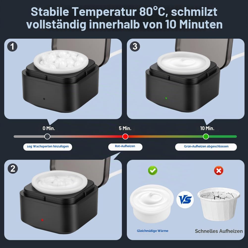 Waxing Set, Wax Maschine Set, Wachsschmelzer Wachsgerät zur haarentfernung, Warmwachs Haarentfernung