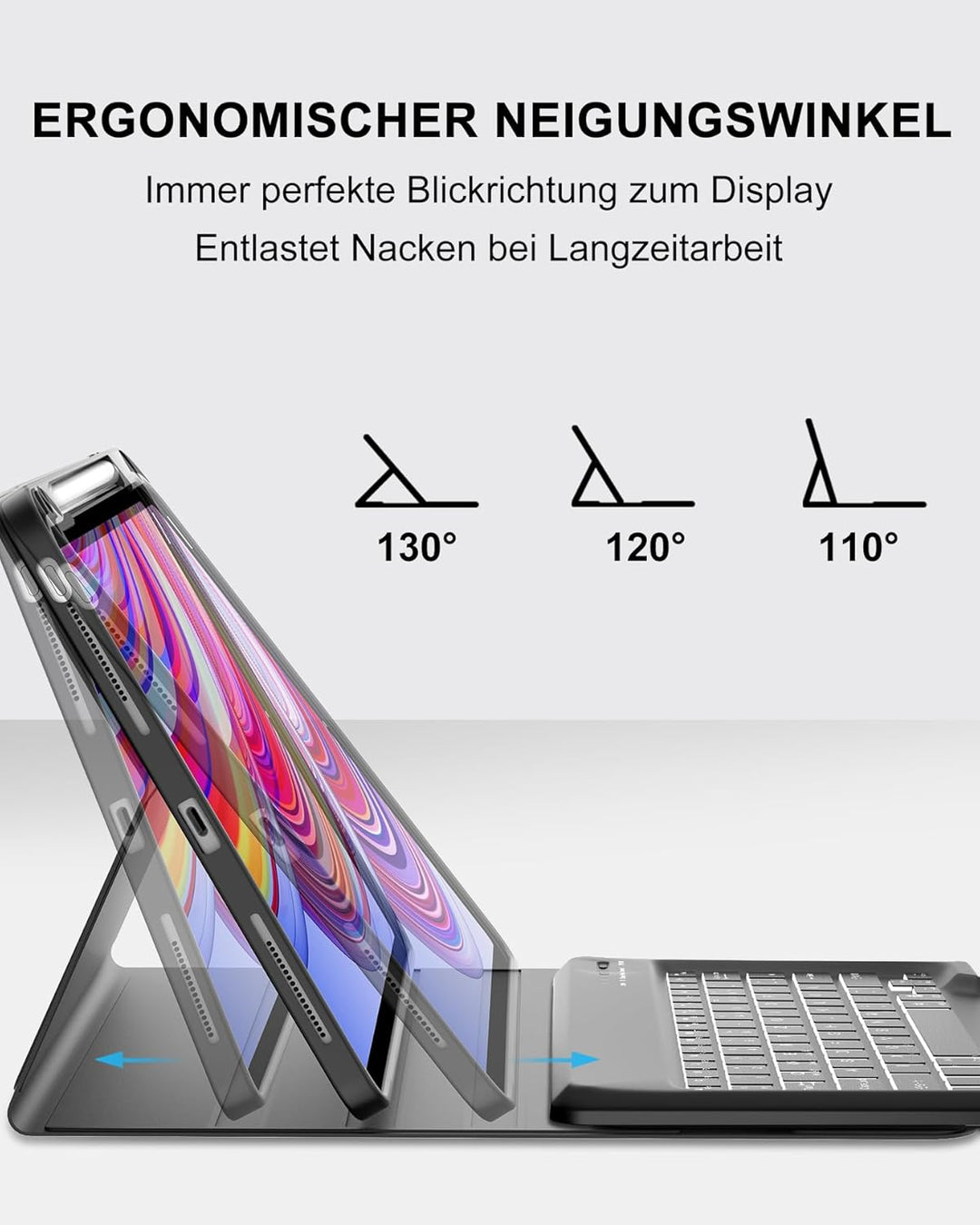 Hülle mit Tastatur und 7-Farben-LED für Xiaomi Redmi Pad Pro 12,1" & Poco Pad (2024), Deutsche Bluet