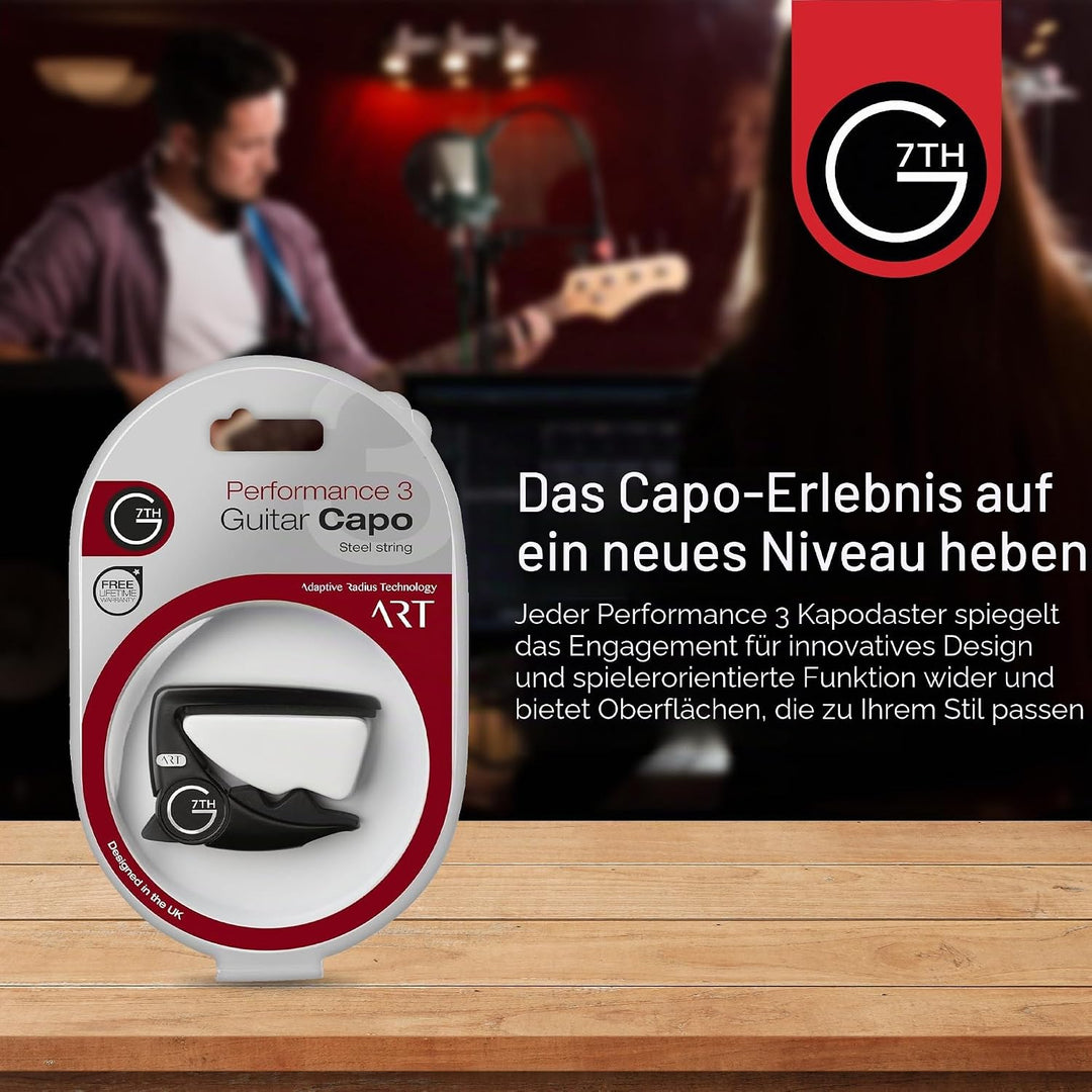 G7th 6635813 Performance 3 Capo mit ART (Steel String Satin Black), 63 g/2,2 Unzen. Unauffällig und