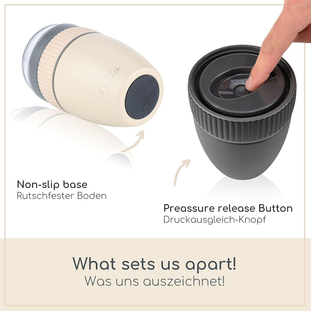 Milu Müslibecher to go 400ml I isolierter Edelstahl Joghurtbecher für Müsli I auslaufsicherer Becher