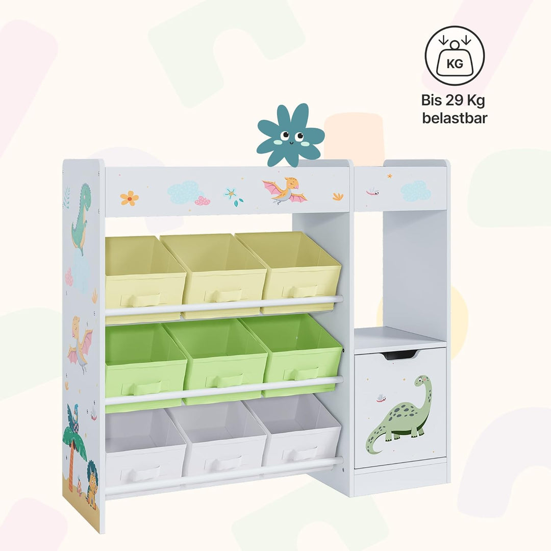 [en.casa] Kinderregal Søndreland Bücherregal für Kinder mit 9 Aufbewahrungsboxen Spielzeugregal mit