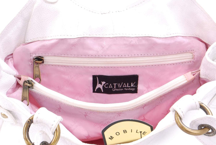 Catwalk Collection Handbags - Damen Leder Schultertasche - Umhängetasche Mittelgross - Handtasche mi