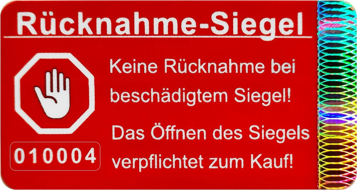 1200 Stk - Rücknahme-Siegel 48 * 25mm rot - Rücknahmesiegel, Sicherheitssiegel, Qualitätssiegel, Gar