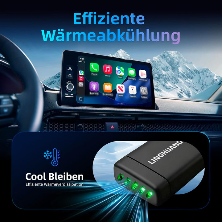 LINGHUANG CarPlay Wireless Adapter & Android Auto, Mini Wireless CarPlay Adapter Upgrade von Wired a